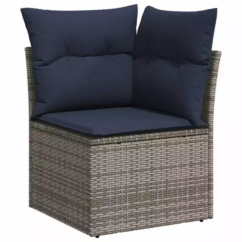 vidaXL Sofa Set with Cushion 6 pcs Grey Poly Rattan