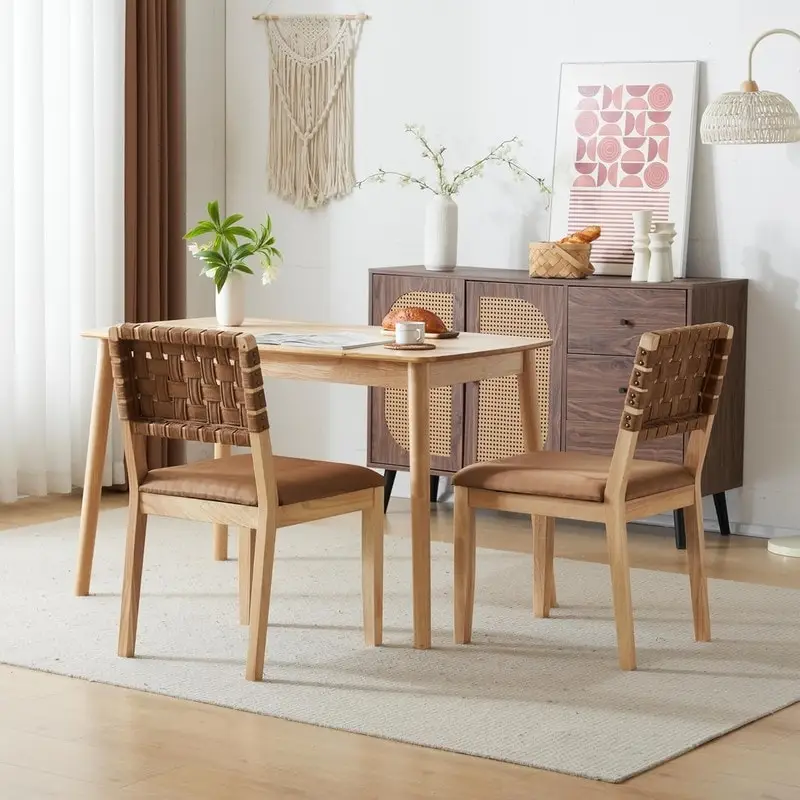 Mid Century Modern Wooden Dining Chairs Set of 2