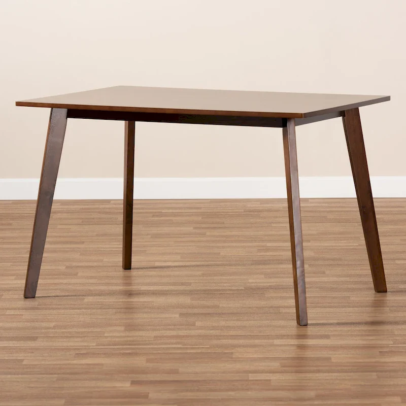 Mid-Century Modern Rectangular Wood Dining Table – Seats 4, Walnut Finish