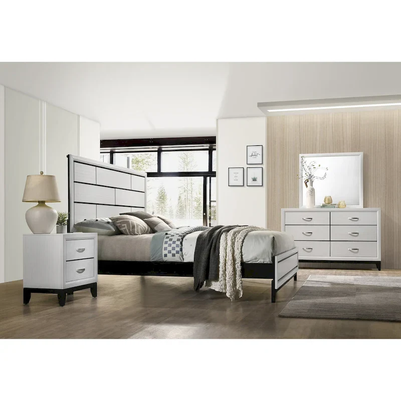 Roundhill Furniture Stout Contemporary White Panel 5-piece Bedroom Set