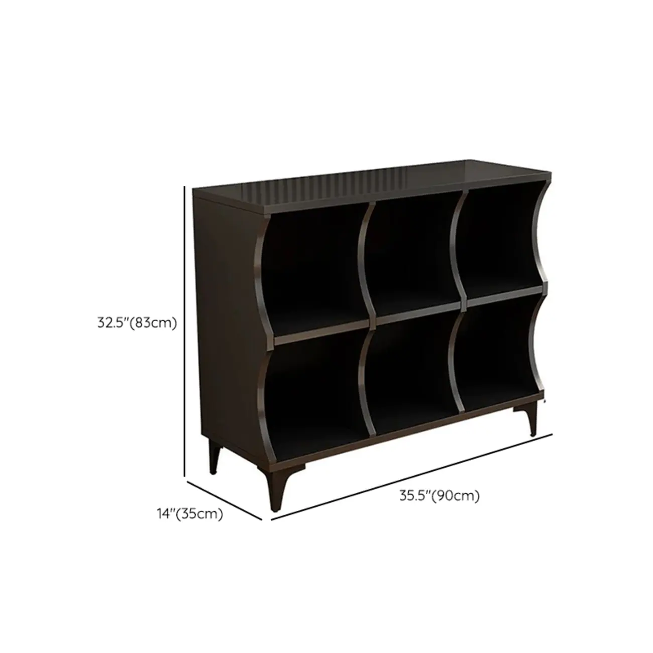 Modern Black Wooden 2-Tier Modular Cube Bookcase