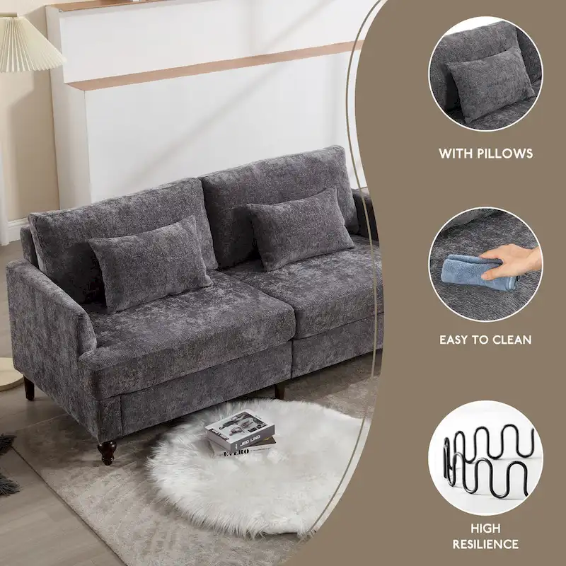 HOMEFUN Modern chenille Fabric Loveseat,2-Seat Upholstered Loveseat Sofa Modern Couch