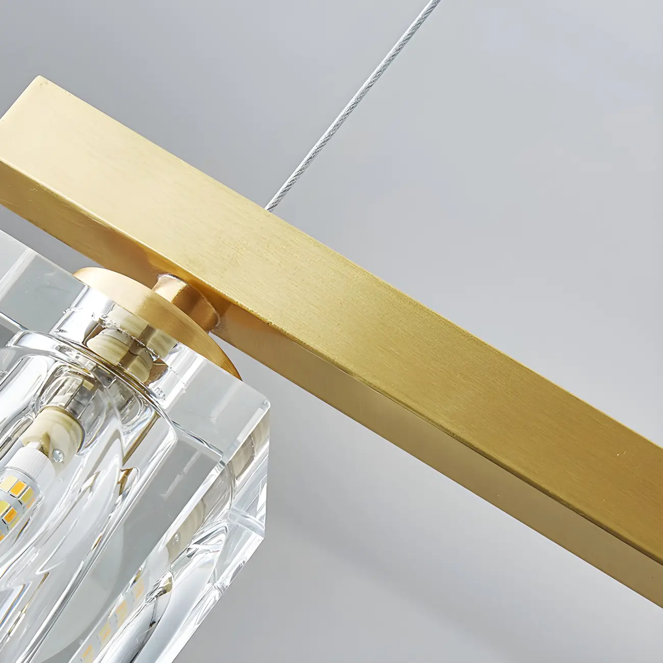 Geometric Gold Crystal Linear Island Pendant Light