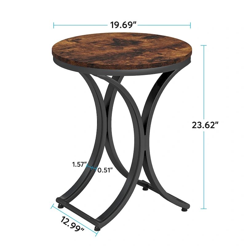White Gold Side Table Round End Table Modern Small Coffee Table Accent C Table