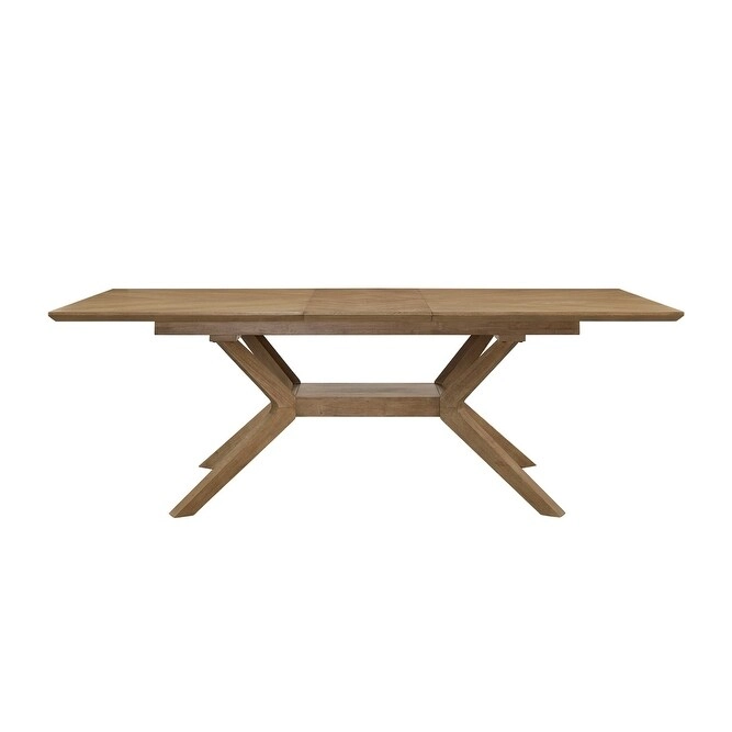 Mid-Century Modern Wood Rectangular Extension Kitchen Dining Table, Brown - Large