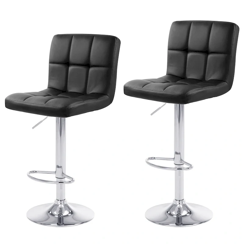 Adjustable Bar Stools Set of 2 with Back, Swivel Seat and Footrest