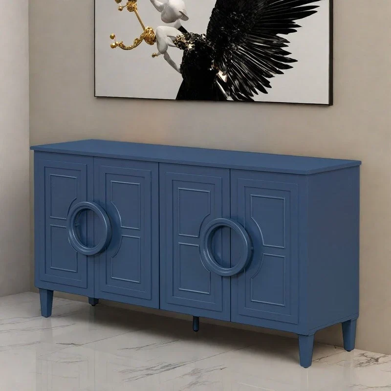 White 4-Door Storage Cabinet, French Provincial Style, Multi-Use