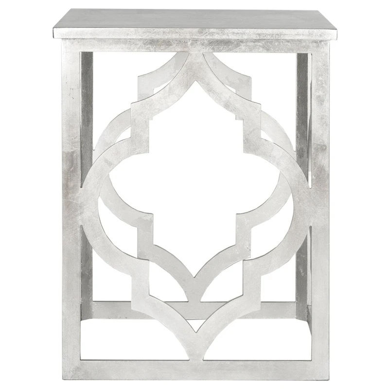 SAFAVIEH Grayce Trellis Silver Leaf End Table. - 19  W x 19  D x 23  H - 19Wx19Dx23H