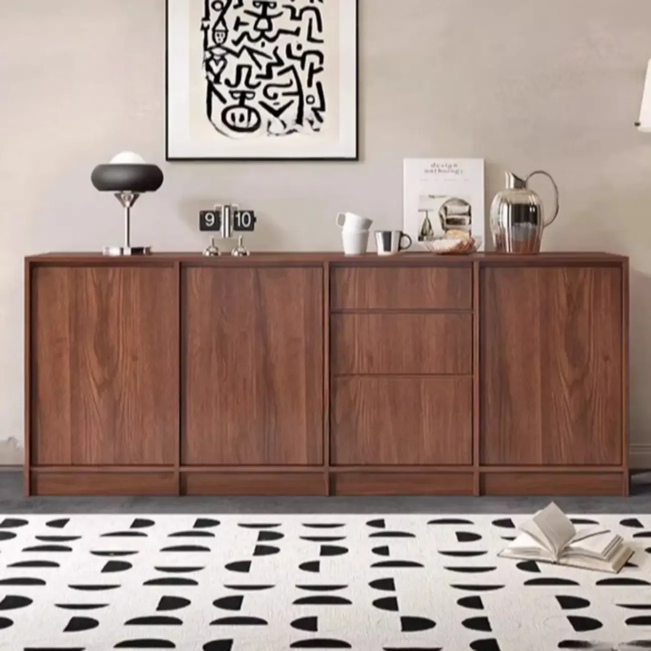 Modern Wood Buffet with Alterable Shelf and Doors