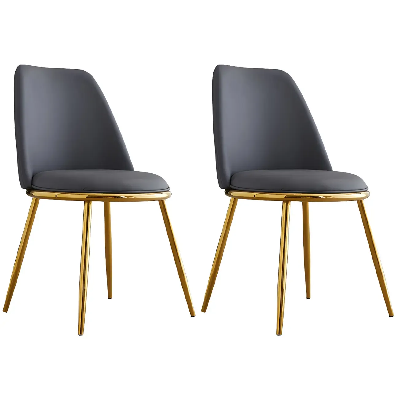 Glam Scandinavian Leather Armless Dining Chairs Metal Frame