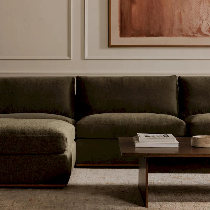 Rio Modular Sofa With Rubber Wood Base - 136.2 W x41 D x23.6 H