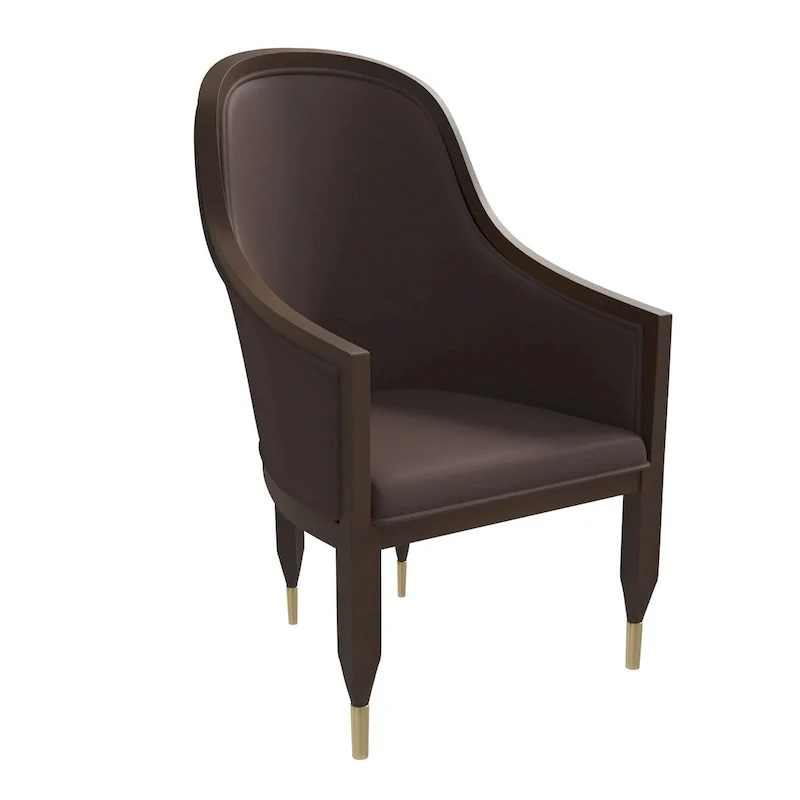 Leather Dining Chair with Arms with Rubberwood Frame Belle Series by