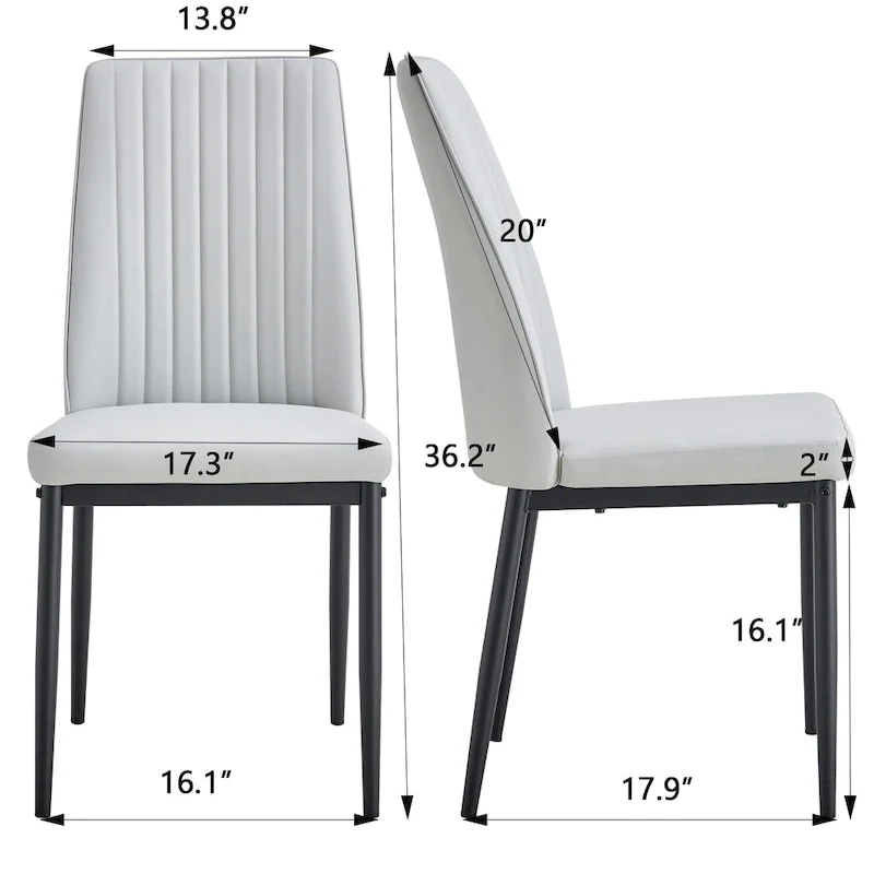 Dining Chairs Set of 4, Comfortable Upholstered Seat with Metal Legs, Curved Backrest