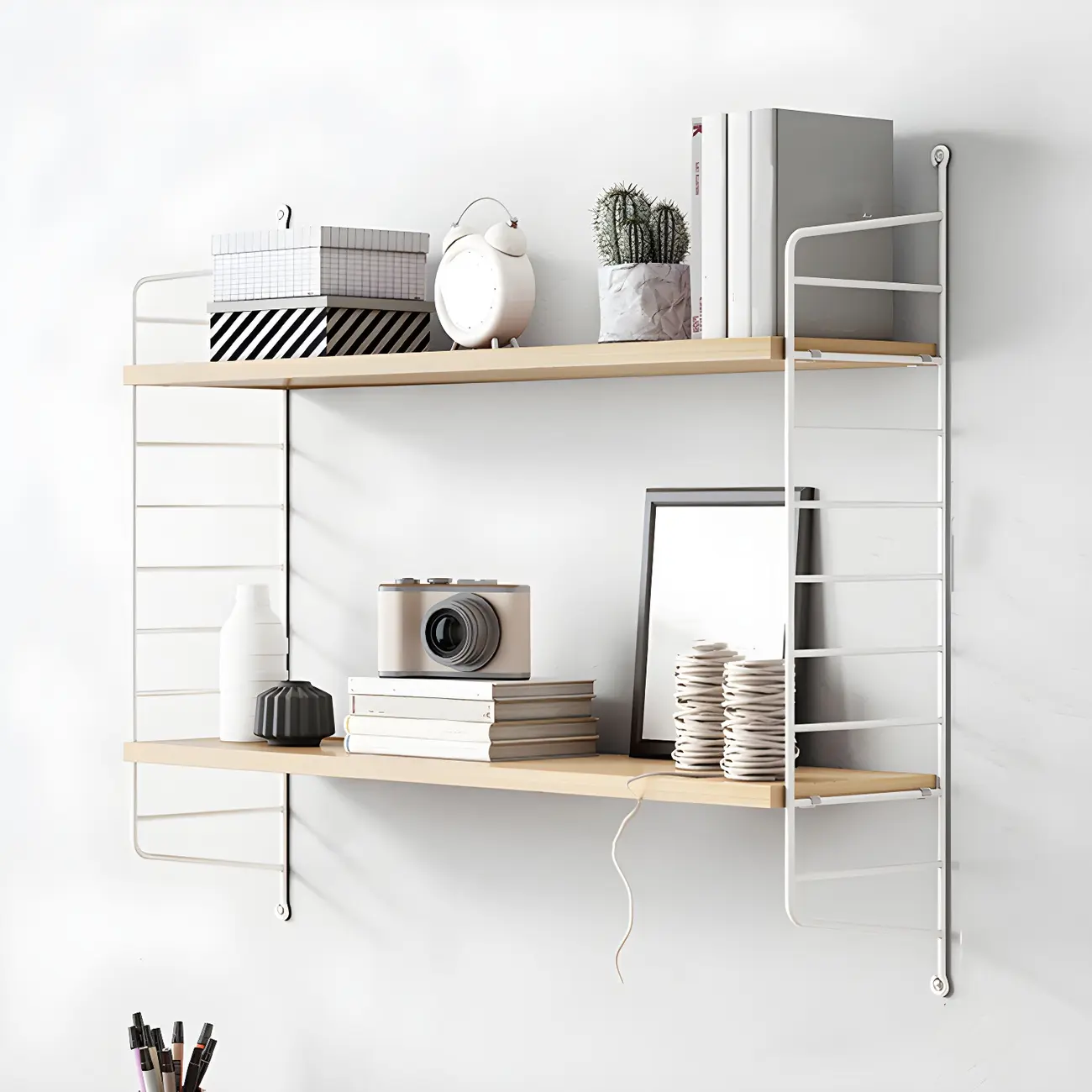 3-Shelf Nut-Brown Wall-Mounted Wood Open Bookcase