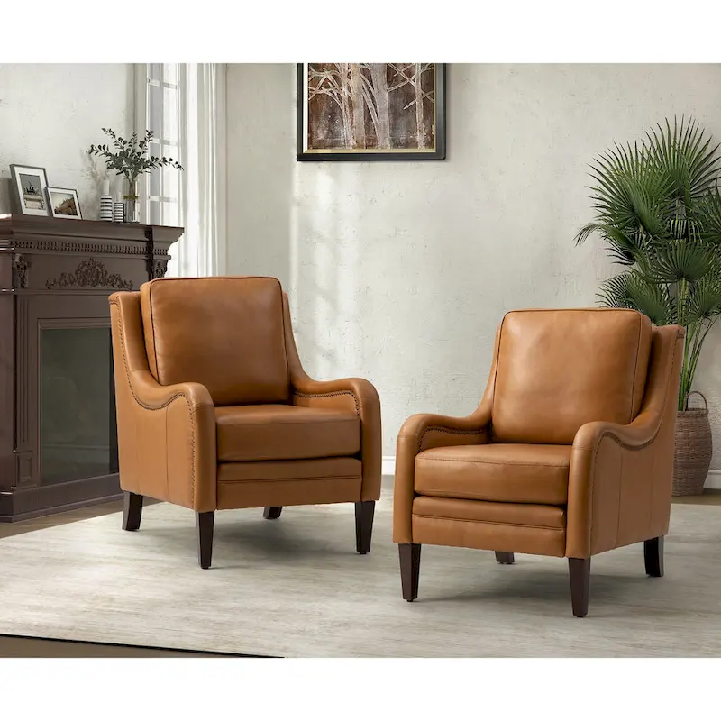 Pascual Comfy Living Room Armchair Set Of 2 with Solid Wood Legs