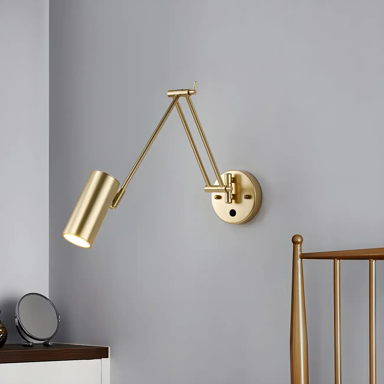 Elegant Streamlined Metal Swing Arm Wall Light