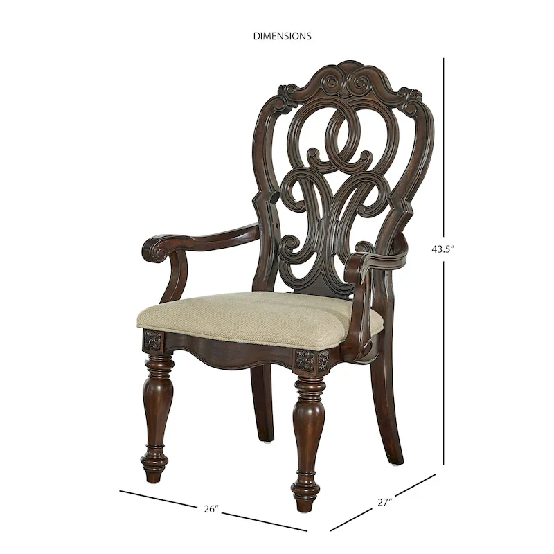 Traditional Hardwood Dining with Double Pedestal Table & Carved Chairs – Pecan, Seats up to 10