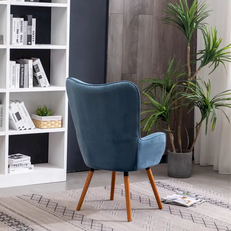 Blue 30 Polyester Button Tufted Accent Chair