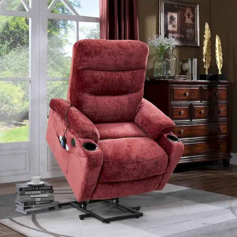 Electric Power Lift Recliner with Massage, Heat, and Convenient Features