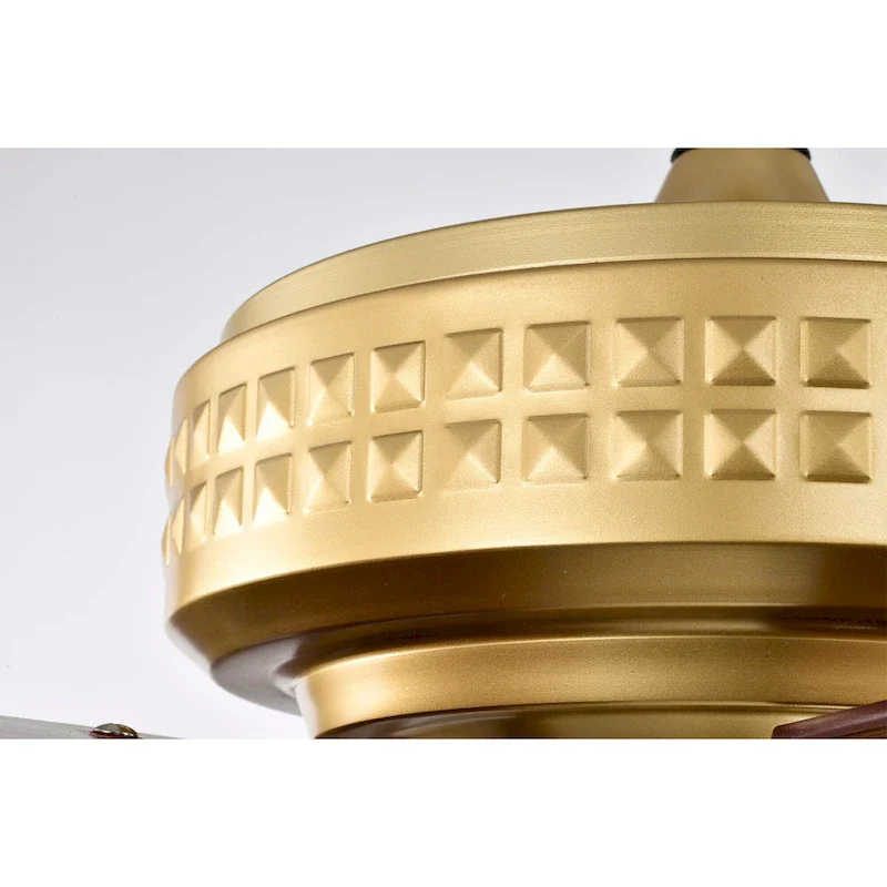 Adsila 52 Inch Matte Gold Glam Crsytal Ceiling Fan with Remote - N/A