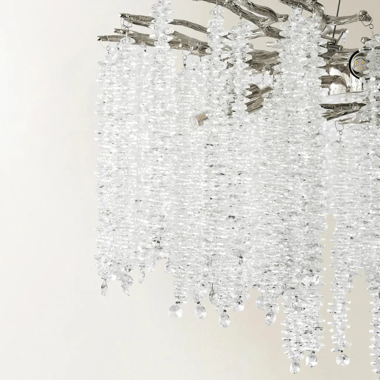 Modern 6-Light Branch Style Crystal Beaded Chandelier