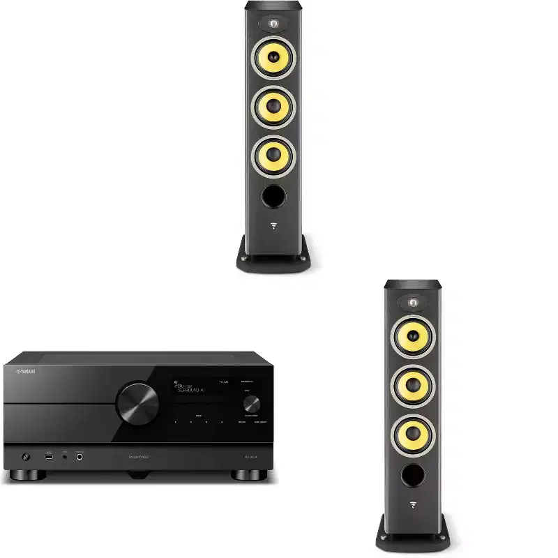 Focal Aria K2 926 Ash Grey (Limited Edition) 3-Way Floorstanding Audiophile Tower Speaker - PAIR, with AVENTAGE RX-A6A 9.2-channel home theater rec...