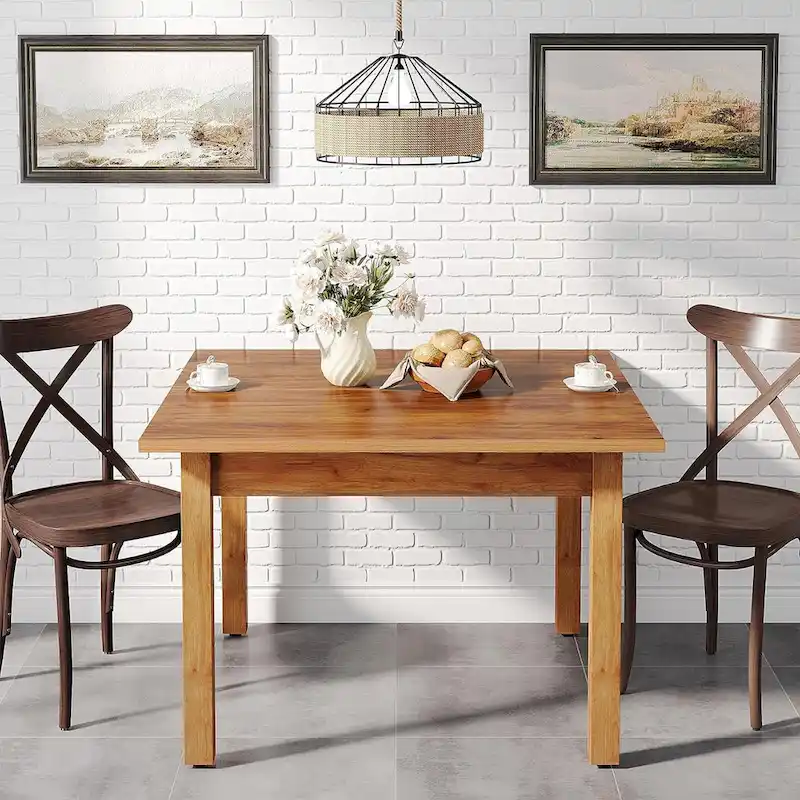 Country Rustic Square Dining Table with Solid Wood Legs - 39.4D x 39.4W x 30H