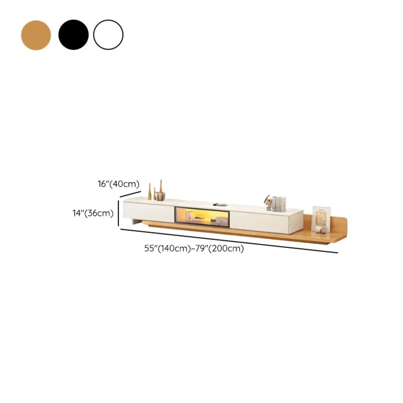 Modern Wooden TV Stand with Shelves and Drawers