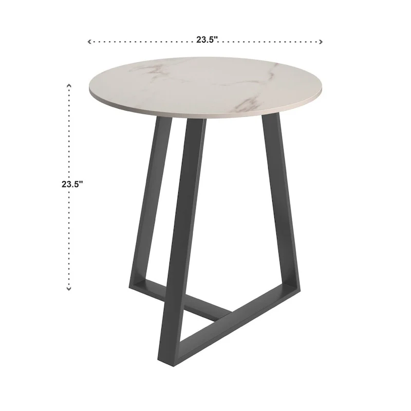 Jurmala Glossy Sintered Stone with Grey Metal Base End Table by iNSPIRE Q Modern