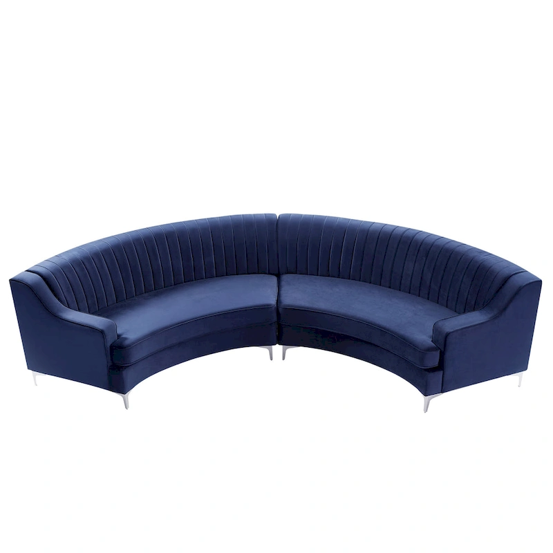 Tufted Velvet Sofa Curved Couch with Pillows