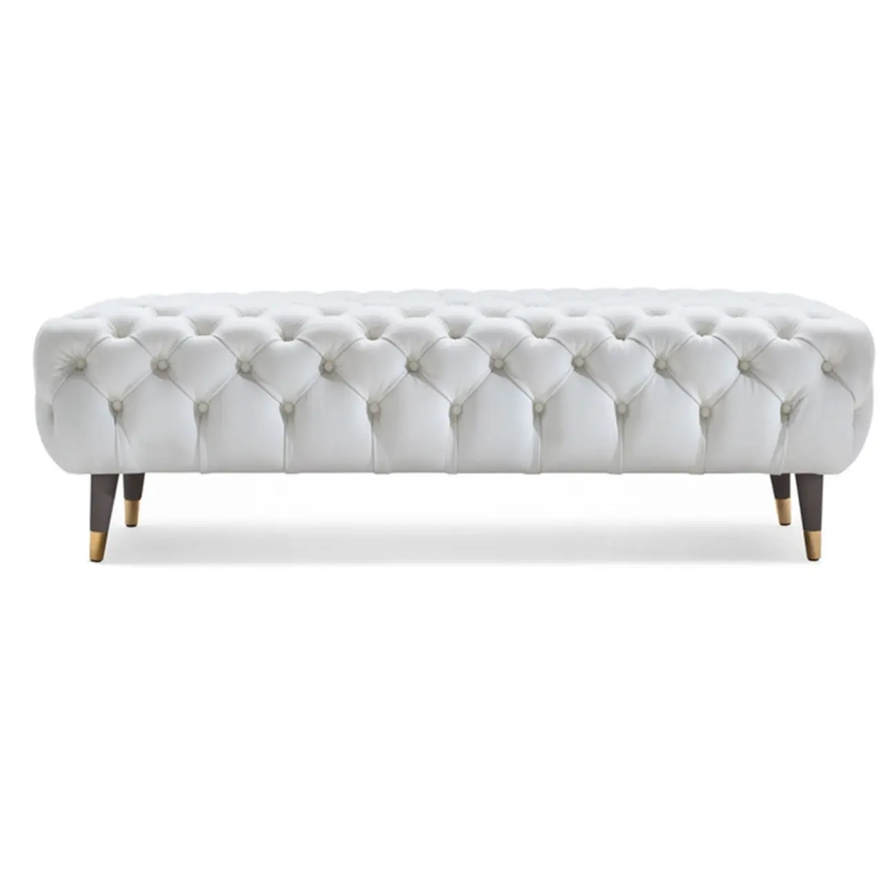 Contemporary White Tufted Upholstered Bedroom Bench