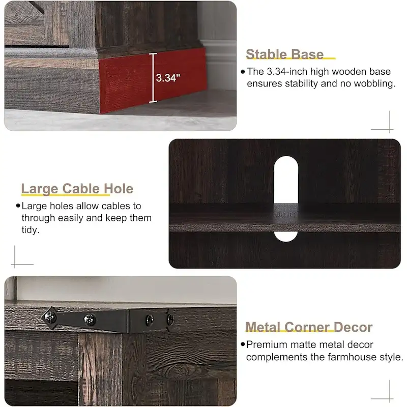 Farmhouse Wood TV Stand, Highboy Entertainment Center, Media Console