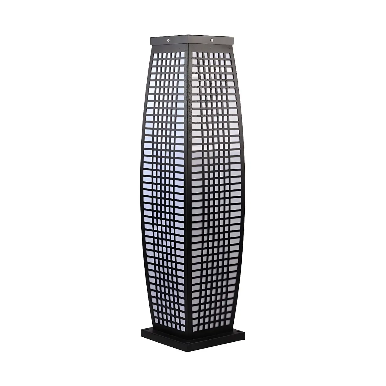 Black Metal Grid Vertical Post Cap Light