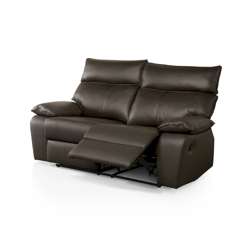 Furniture of America Yuleigh Modern 2-Piece Leather Match Reclining Sofa Set with FSC Certified Wood Frame