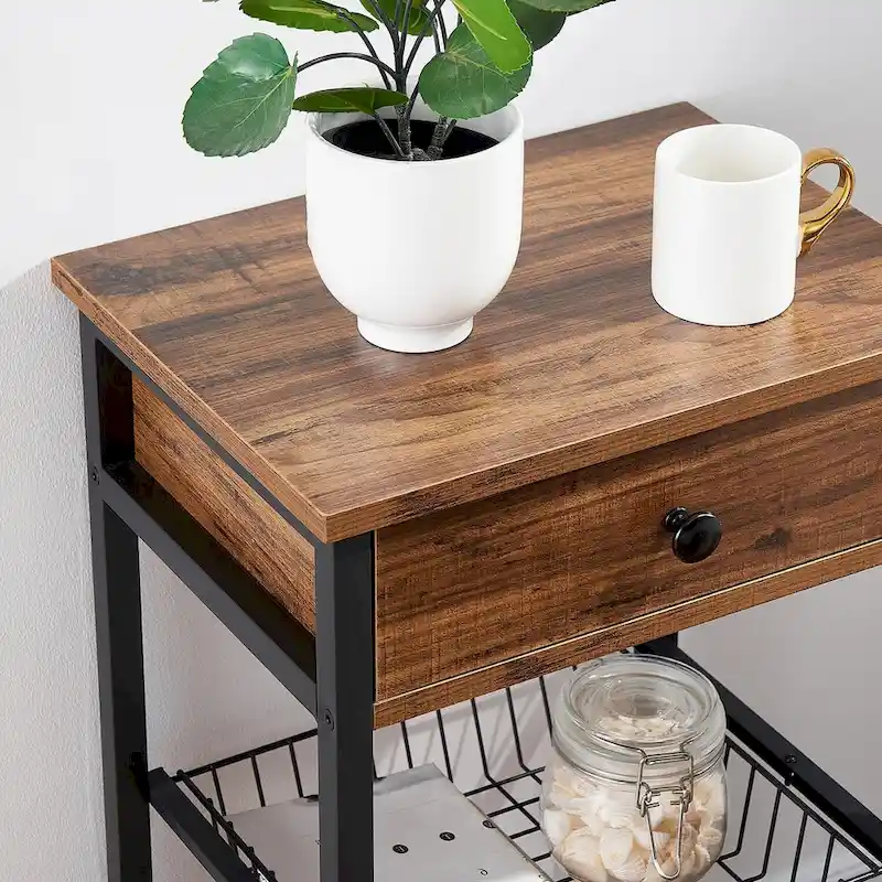 1-Drawer Modern Nightstands with Removable Basket(Set of 2)