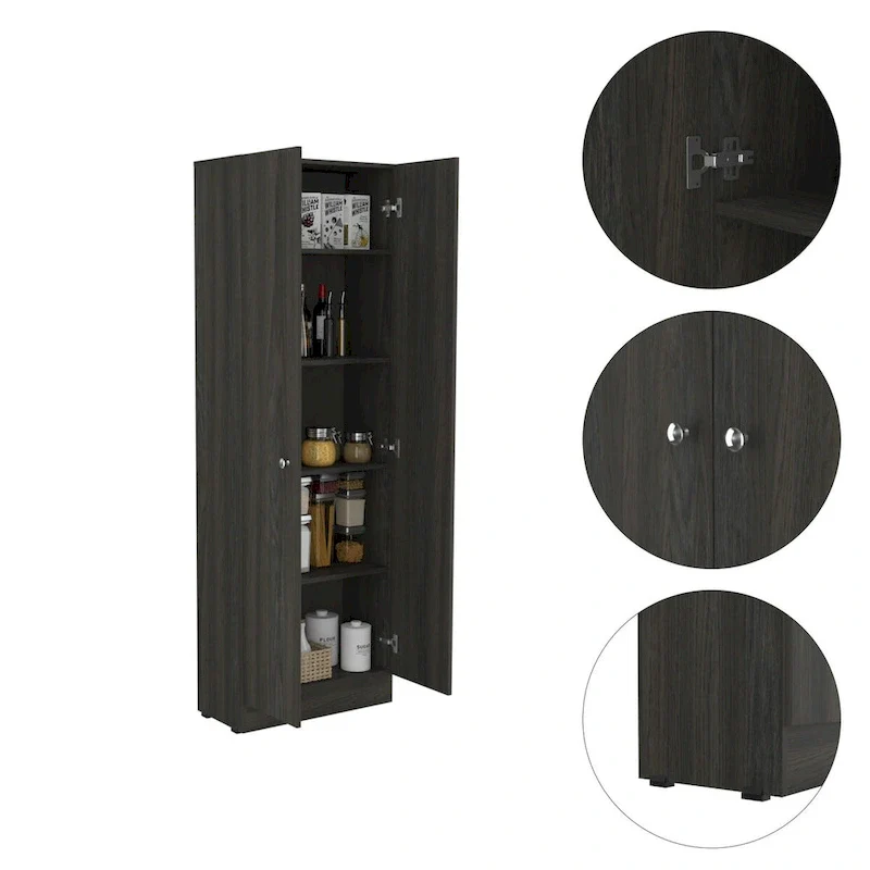 White / Black / Oak Freestanding Storage Cabinet with 10 Shelves