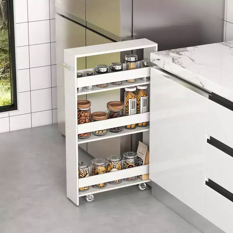 Costway 4-Tier Slim Storage Cart with Open Shelves Rolling Kitchen Cart on Wheels Narrow Black/Grey/White