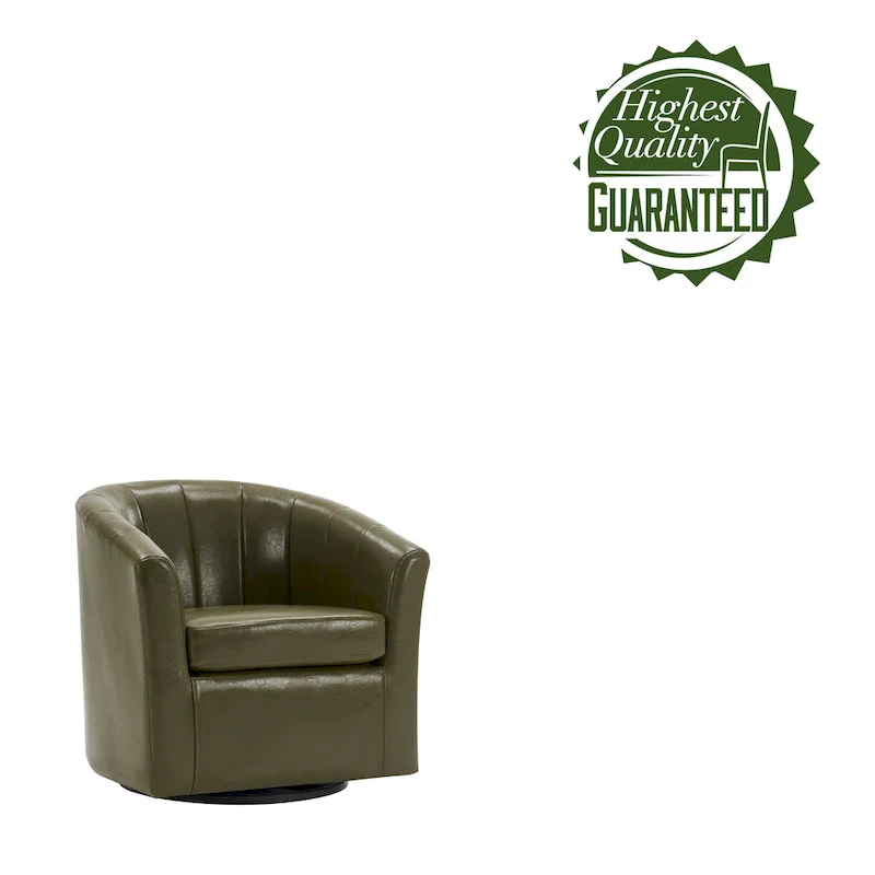 Swivel Barrel Accent Chair - Faux Leather Single Seat
