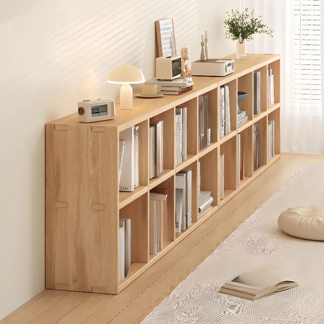 Modern Modular Rectangular Lateral Pine Wood Bookcase