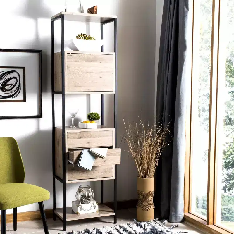 Gabrielle Etagere - FOX4274 - Oak/Black - Safavieh Couture