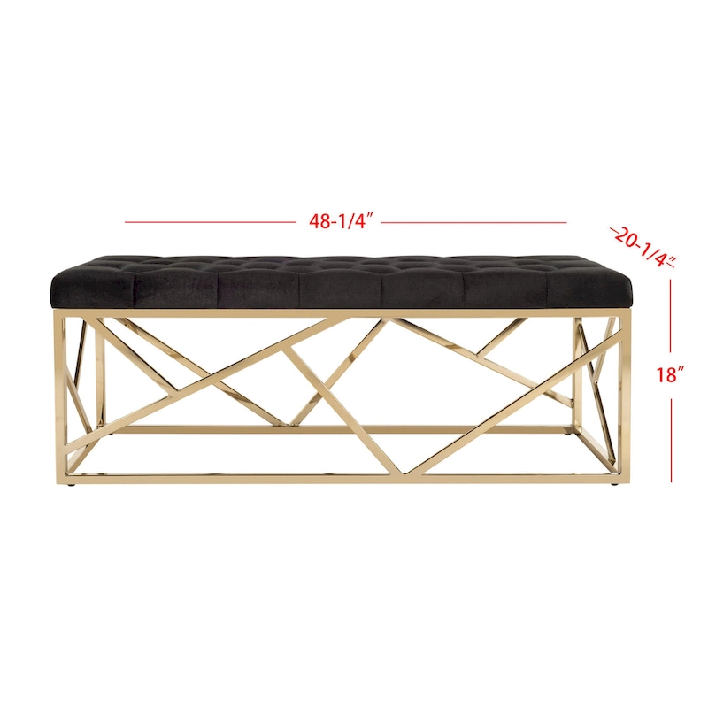 SAFAVIEH Nolie Black/ Gold Tufted Rectangular Bench - 48.5  x 20.3  x 18  - 49Wx20Dx18H