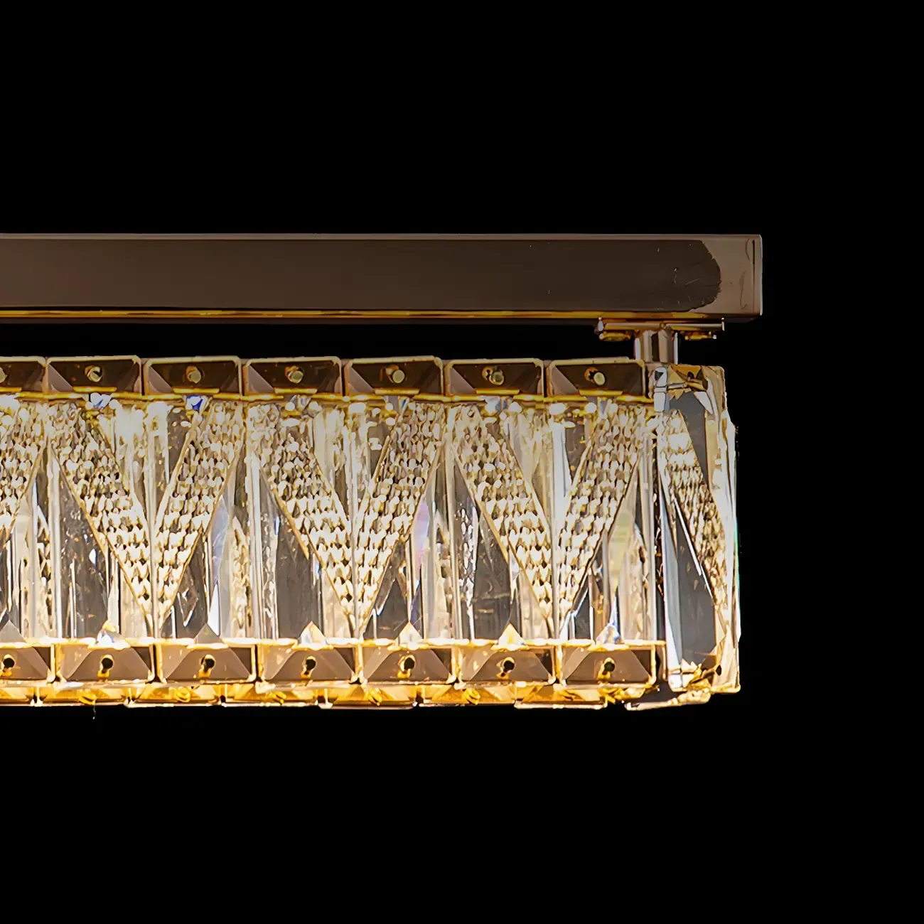 Kitchen Modern Crystal Gold Rectangular Pendant Light