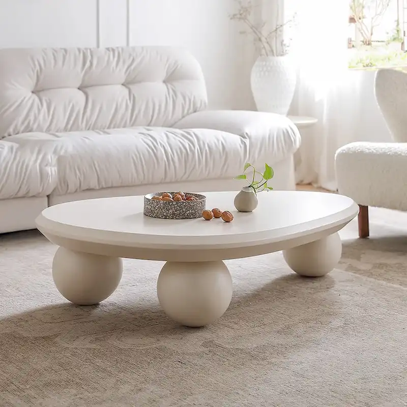 51 Modern Wood Coffee Table with 3 ball legs