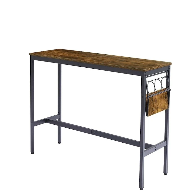 3 PCS Industrial Bar Table Set with Wine Rack