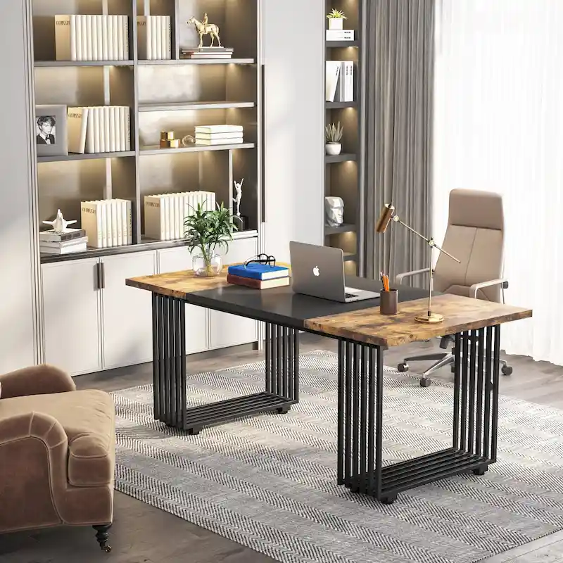 70.9 Modern Office Desk, Wood Computer Desk Large Executive Desk