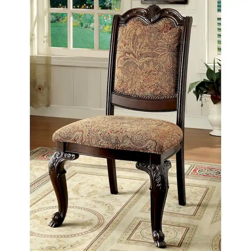 Kova Traditional Cherry Fabric Formal Dining Chairs (Set of 2)