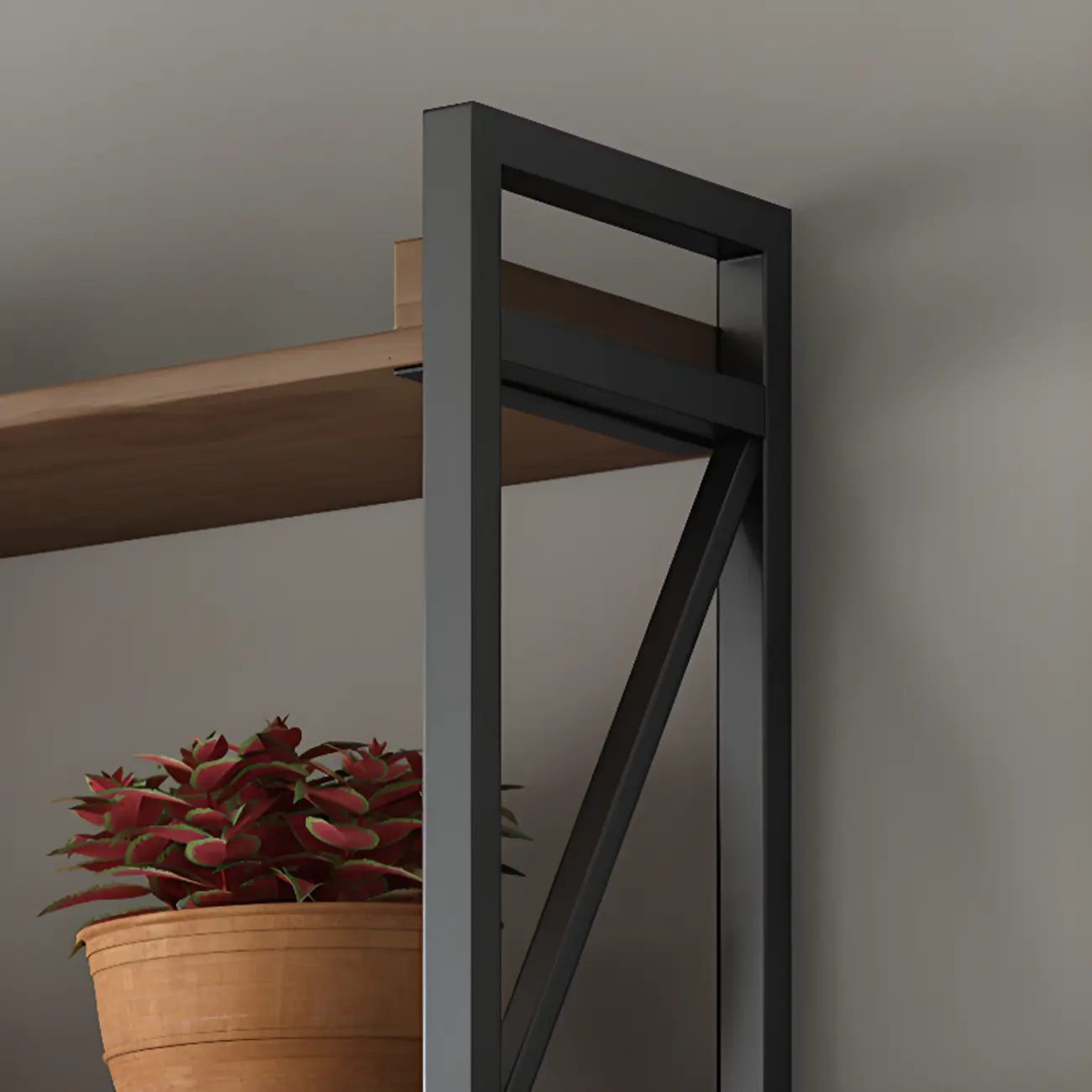 Rustic Brown Metal 6-shelf Open Bookcase with Cabinet