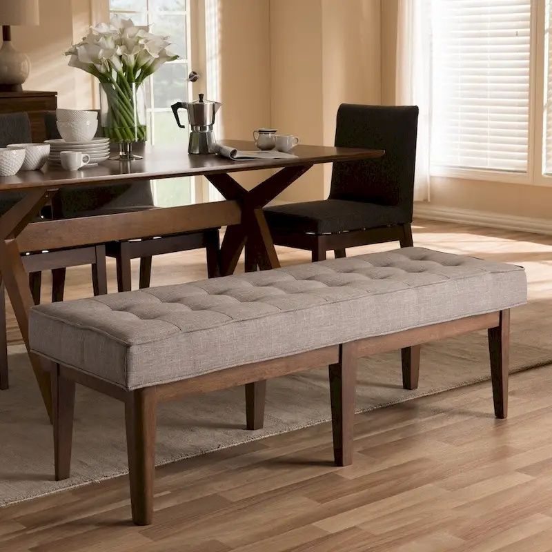 Mid-Century Fabric Button-Tufted Bench by Baxton Studio