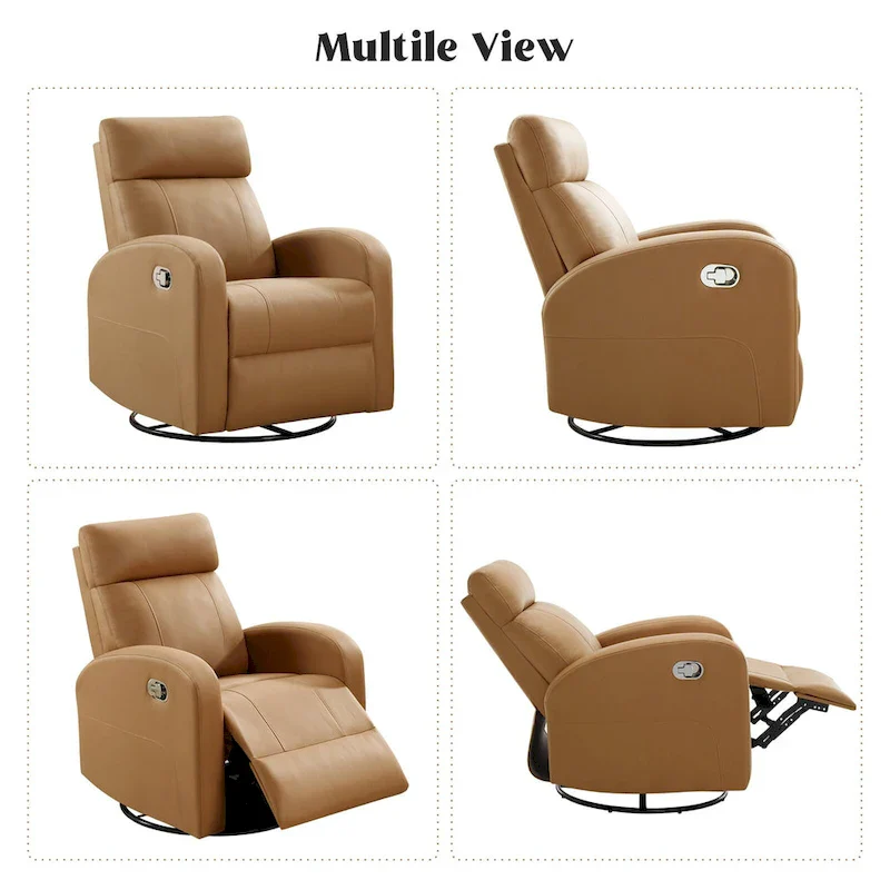 Faux Leather Swivel Rocking Recliner - Single Seater