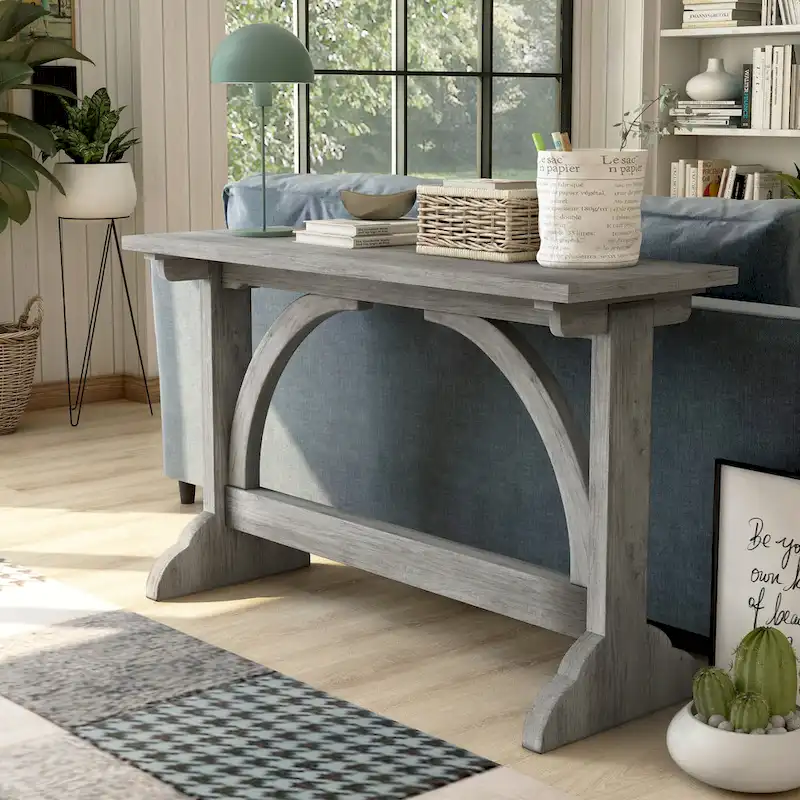 Rustic Oak 47-inch Console Table with Trestle Base